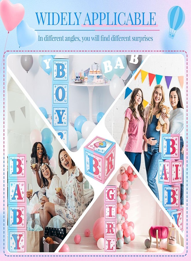 Seenelling 4 Pcs Gender Reveal Boxes Blue and Pink Balloon Boxes Block Decorations with Letter for Gender Reveal Theme Party Decor (Pink Blue White) - Image 5